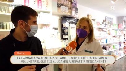 La farmàcia d’Òdena recorda el confinament perimetral un any després