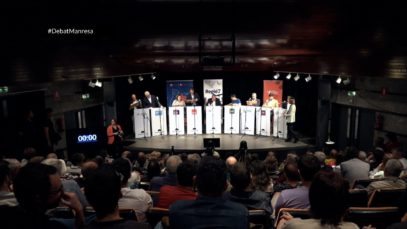 9 candidats als comicis del 28M a Manresa plantegen els seus programes electorals en un debat especial celebrat a la Sala Plana de l’Om de Manresa
